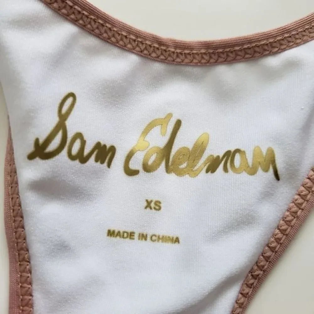 Sam Edelman Tan And White‎ Colorblock Sports Bra